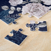 Rosa Rosen Dunkelblau: Vintag Puzzle (Seite)