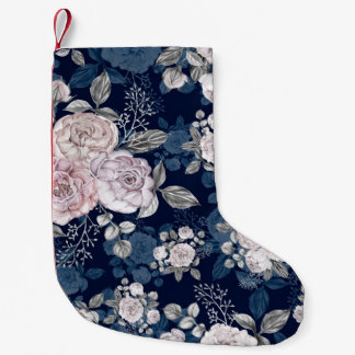 Rosa Rosen Dunkelblau: Vintage Kleiner Weihnachtsstrumpf