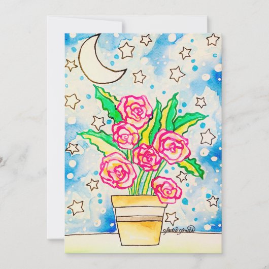Rosa Rosen Einladung (Vorderseite)