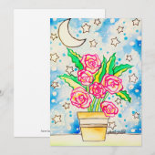 Rosa Rosen Einladung (Vorne/Hinten)