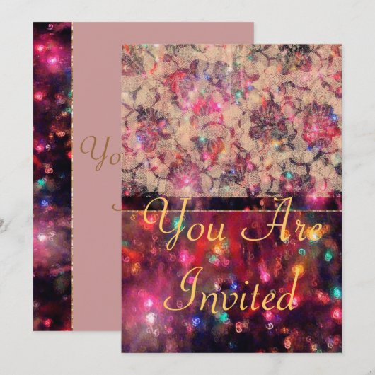 Rosa Rosen Einladung (Vorne/Hinten)