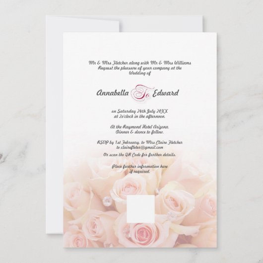 Rosa Rosen - Einladung zur Hochzeit (Rückseite)