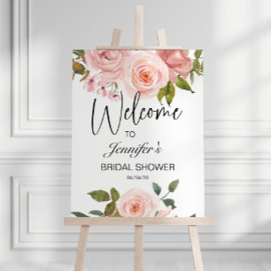 Rosa Rosen Elegante Florale Babyparty/ Hochzeitsdu Poster