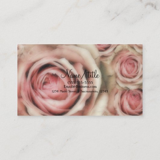 Rosa Rosen Elegante Rustikales Bauernhaus Chic Flo Visitenkarte (Rückseite)