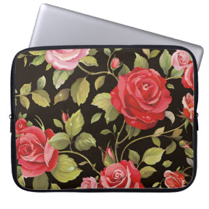 Rosa Rosen: elegantes Blumenmuster. Laptopschutzhülle