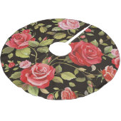 Rosa Rosen: elegantes Blumenmuster. Polyester Weihnachtsbaumdecke (Schrägansicht)