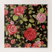 Rosa Rosen: elegantes Blumenmuster. Puzzle (Horizontal)