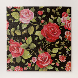 Rosa Rosen: elegantes Blumenmuster. Puzzle