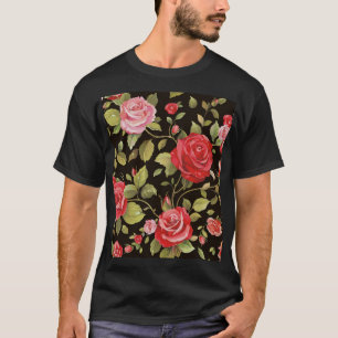 Rosa Rosen: elegantes Blumenmuster. T-Shirt