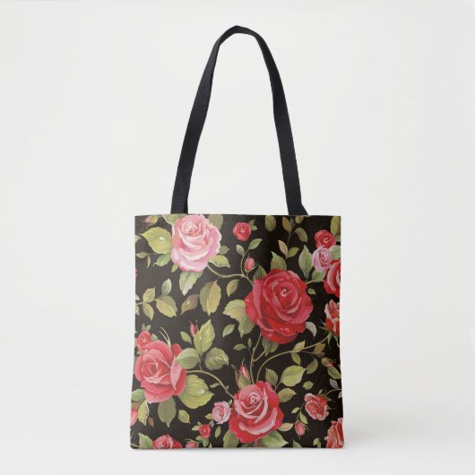 Rosa Rosen: elegantes Blumenmuster. Tasche (Vorderseite)