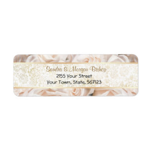 Rosa Rosen-Eleganz Champagne - Adressen-Etikett