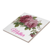 Rosa-Rosen-Eleganz Keramikfliese (Seite)