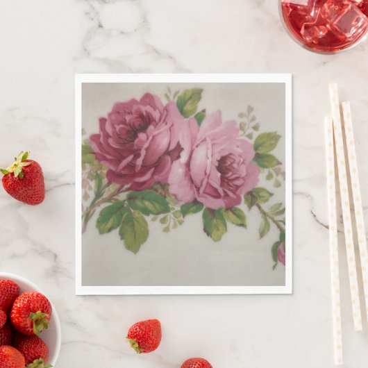 Rosa Rosen Eleganz Papier Serviette (Beispiel)