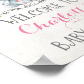 Rosa Rosen Elephant Baby Dusche Begrüßungszeichen Poster (Ecke)