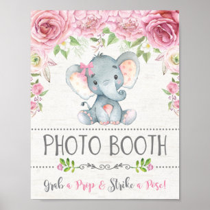 Rosa Rosen Elephant Foto Standverkleidung Poster
