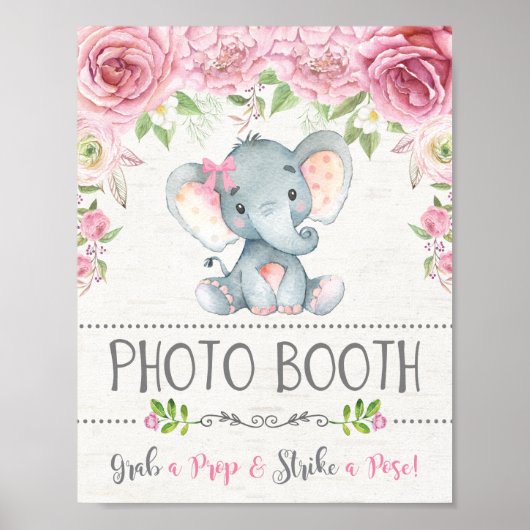 Rosa Rosen Elephant Foto Standverkleidung Poster (Vorne)