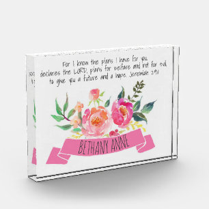 Rosa Rosen-Fahnescripture-mit Blumenvers Fotoblock
