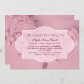 Rosa Rosen-Feier des Lebens Einladung (Vorne/Hinten)