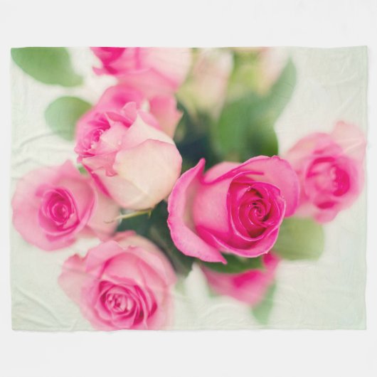 Rosa Rosen Fleecedecke (Vorderseite (Horizontal))