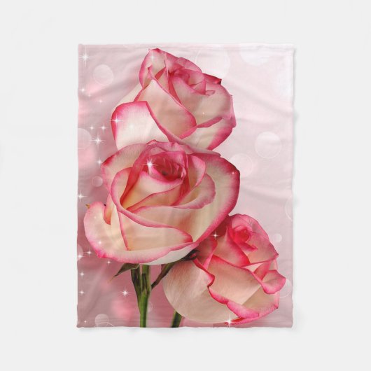 Rosa Rosen Fleecedecke (Vorderseite)