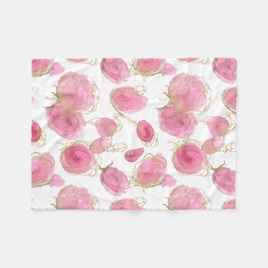 Rosa Rosen Fleecedecke (Vorderseite (Horizontal))