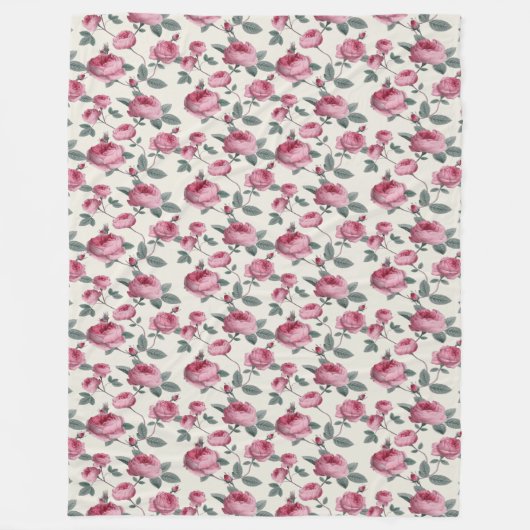 Rosa Rosen Fleecedecke (Vorderseite)