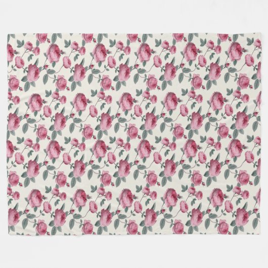 Rosa Rosen Fleecedecke (Vorderseite (Horizontal))