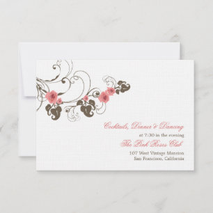 Rosa Rosen Fleur Elegante Florale Hochzeitsfeier Einladung