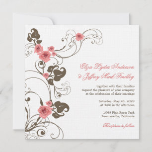 Rosa Rosen Fleur Elegante Hochzeits-Einladung Empf Einladung