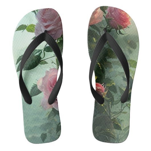 Rosa Rosen - Flip Flops Badesandalen (Fußbett)