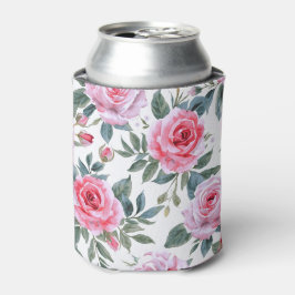 Rosa Rosen Floral Cottagecore Wasserfarbenmuster Dosenkühler