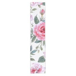 Rosa Rosen Floral Cottagecore Wasserfarbenmuster Kurzer Tischläufer
