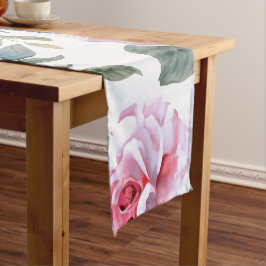 Rosa Rosen Floral Cottagecore Wasserfarbenmuster Kurzer Tischläufer
