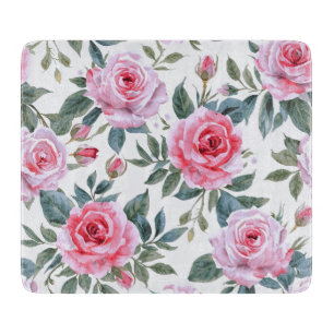 Rosa Rosen Floral Cottagecore Wasserfarbenmuster Schneidebrett