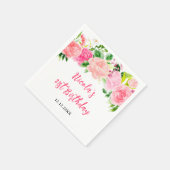 Rosa Rosen Floral Geburtstag Serviette (Ecke)
