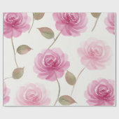 Rosa Rosen Floral Geschenkpapier (Flach)