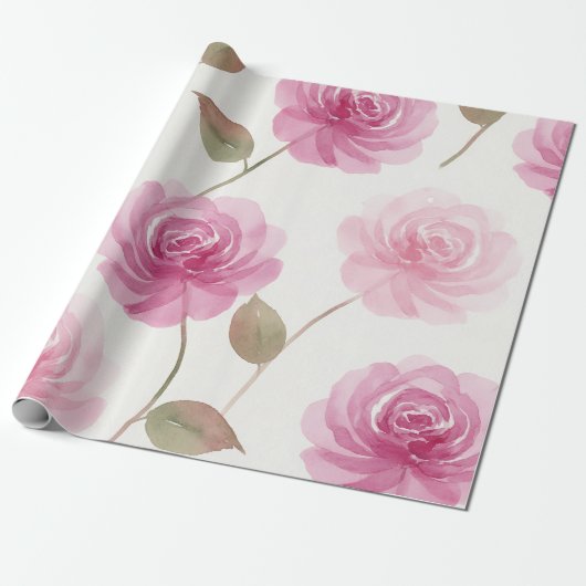 Rosa Rosen Floral Geschenkpapier (Ungerollt)