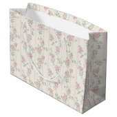 Rosa Rosen Floral Große Geschenktüte (Rückseite Schrägansicht)