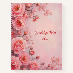 Rosa Rosen Floral Spiralgebundenes Tagebuch Sommer Notizblock