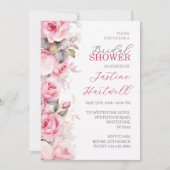 Rosa Rosen Florale Brautparty ~ Einladung (Vorderseite)