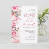 Rosa Rosen Florale Brautparty ~ Einladung (Stehend Vorderseite)