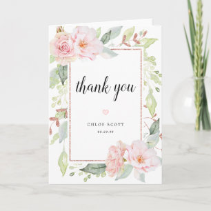 Rosa Rosen Florale Dankeskarten für Brautparty Dankeskarte