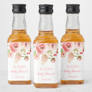 Rosa Rosen Florale Grünzeug Mädchen Baby Shower Mi Alkoholflaschenetikett