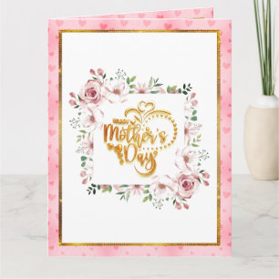 Rosa Rosen Florale Herzen Muttertag 3D-Karte Karte