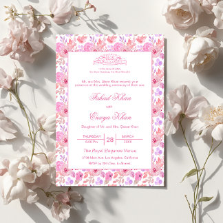 Rosa Rosen Florale Islamische Muslimische Nikkah-H Einladung