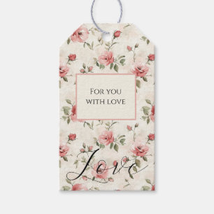 Rosa Rosen Florale Liebe Brautparty Geschenkanhänger