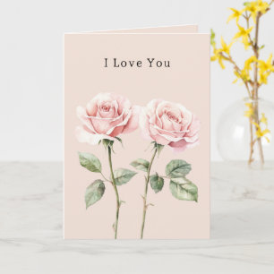 Rosa Rosen Florale Liebe Karte