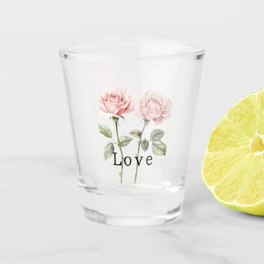 Rosa Rosen Florale Liebe Schnapsglas (Vorderseite)