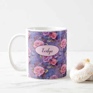 Rosa Rosen Florale Personalisierte Kaffeetasse Ben
