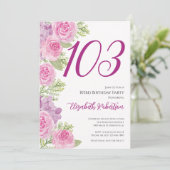 Rosa Rosen Florale Vorlage 103. Geburtstag (Stehend Vorderseite)
